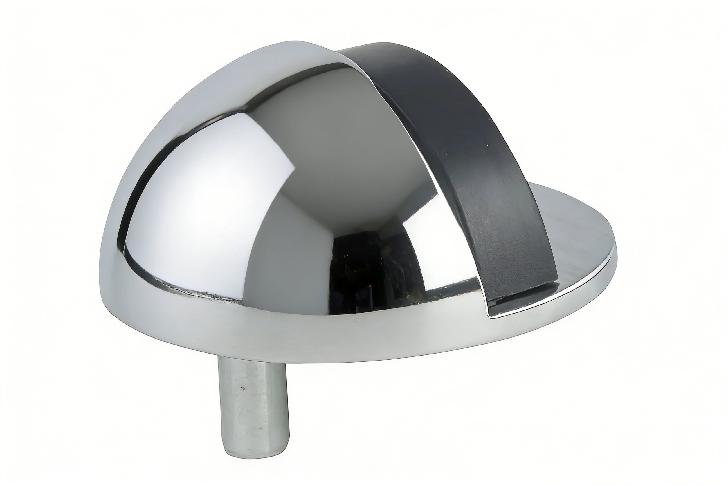 Brass Floor-Mounted Door Stopper with Rubber Tip - Chrome